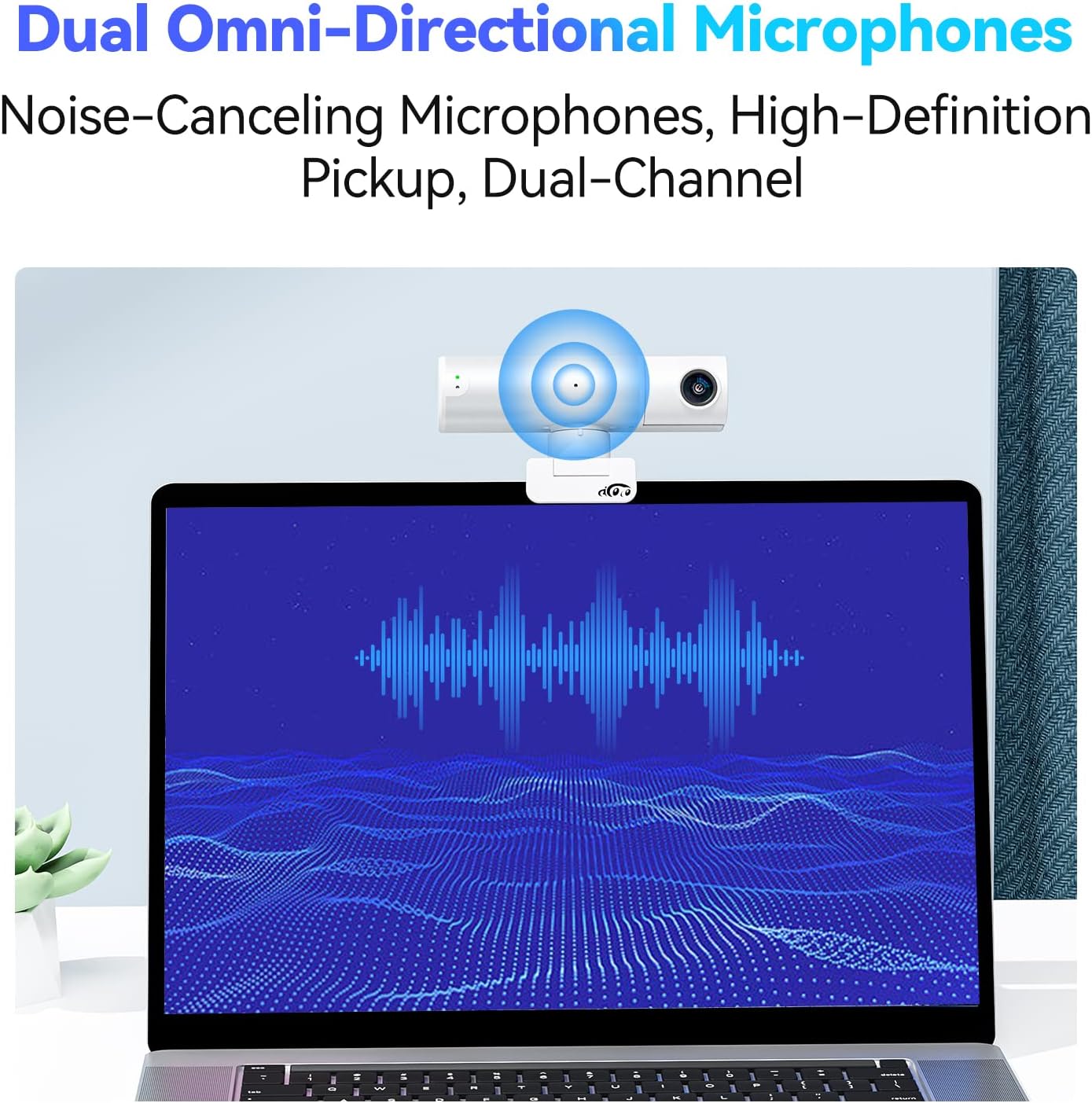 2K Webcam AI Tracking Auto Framing Gesture Control Noise-Canceling Microphones