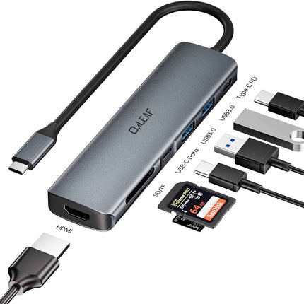 7 in 1 USB-C Hub Multiport Adapter with USB 3.0 USB-C 100W PD SD/TF Card Reader
