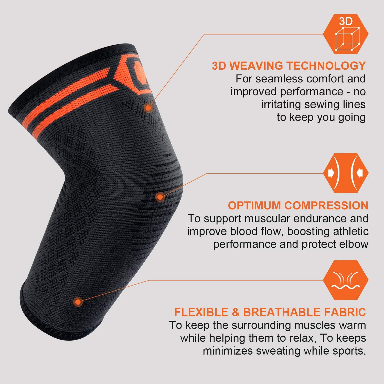 2 Pack Elbow Support Brace for Men Women Golfers Tennis Elbow Anti-slip Support