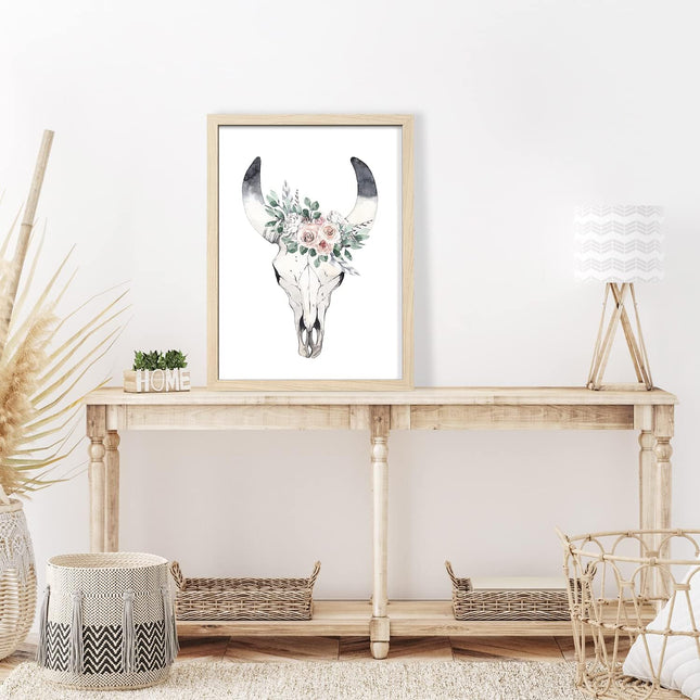 ArtbyHannah 12x16 Inch Framed Boho Wall Art, Set of 3 with Bohemian Art Prints for Home Decoration