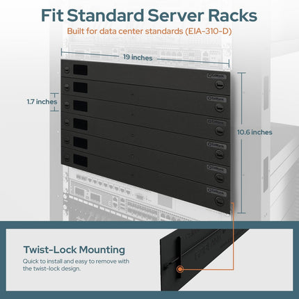 19″ Server Rack 6 X 1U Blanking Panels Snappable Tool-Free Mounting Black/Grey