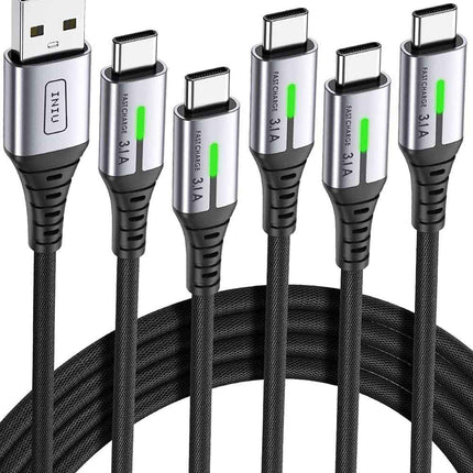 USB-C Fast Charging Cable 3.1A for Phones, Consoles, and More - 5 Pack