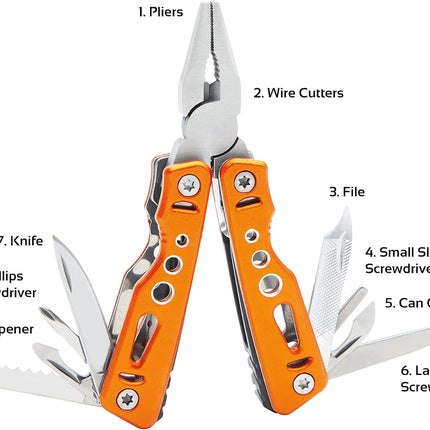 Milestone Compact Multi Function Camping Tool - Orange, 6.8 x 3.1 x 1.4 cm