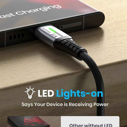 USB-C Fast Charging Cable 3.1A for Phones, Consoles, and More - 5 Pack