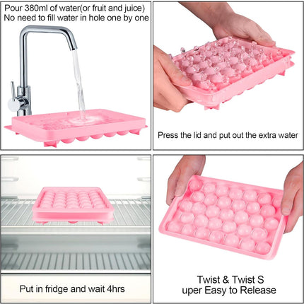 Premium Ice Cube Tray With Container Scoop & Tongs BPA Free Makes 66 Ice Balls