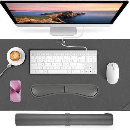 Desk Protector Faux Leather Multifunctional Office 80cm * 40cm - Truffle Grey
