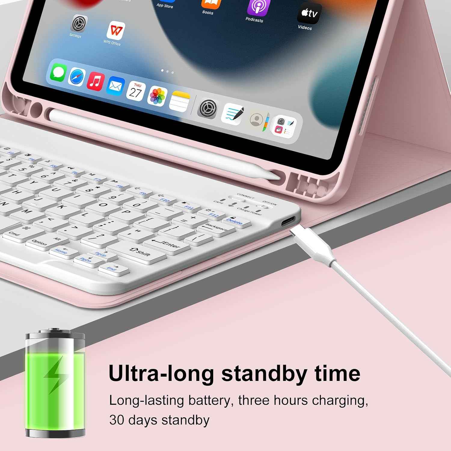iPad 10th Generation Case 10.9 inch 2022 Stylus Holder with Bluetooth Keyboard