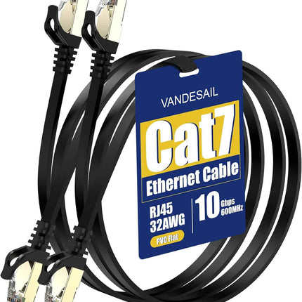 CAT 7 Network Cable 1m Ethernet Cable RJ45 High Speed LAN Cable - Black 2 pack