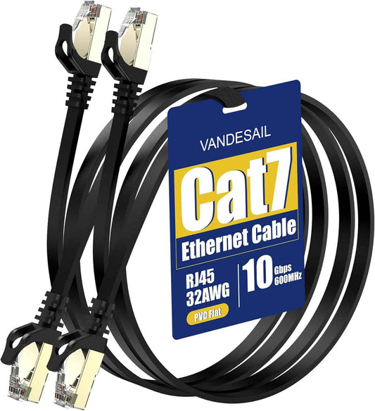 1m Ethernet Cable 2 pack CAT 7 Network Cable RJ45 High Speed LAN Cable - Black