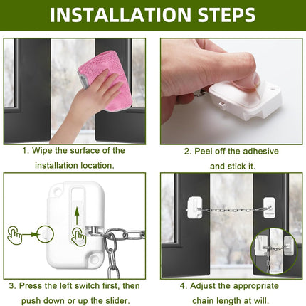 Child Window Locks Adjustable Window Restrictors for Windows Doors 2 Pack
