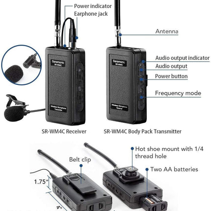 Saramonic SR-WM4C A Compact Camera-Mountable VHF Wireless Microphone System