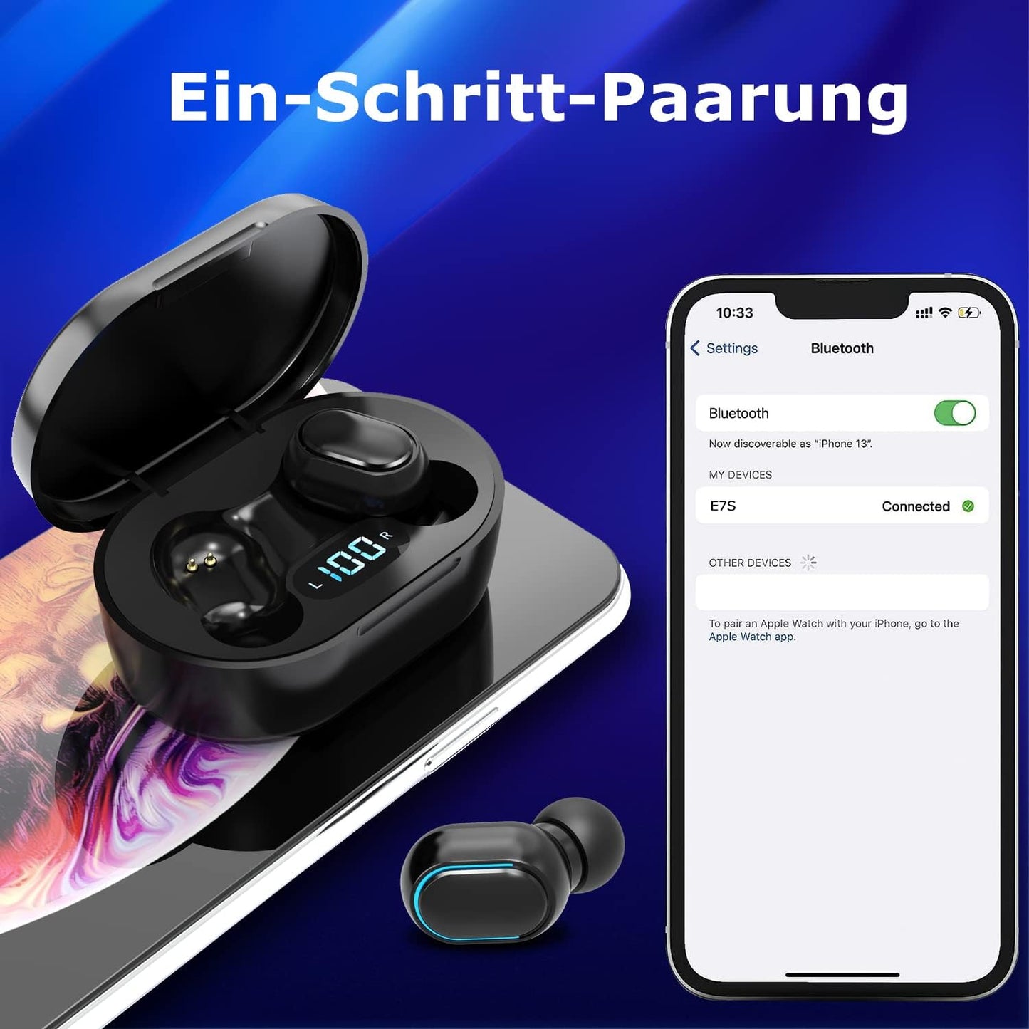 Bluetooth Earbuds Wireless In-Ear Headphones Bluetooth with Mic LED Display IP7