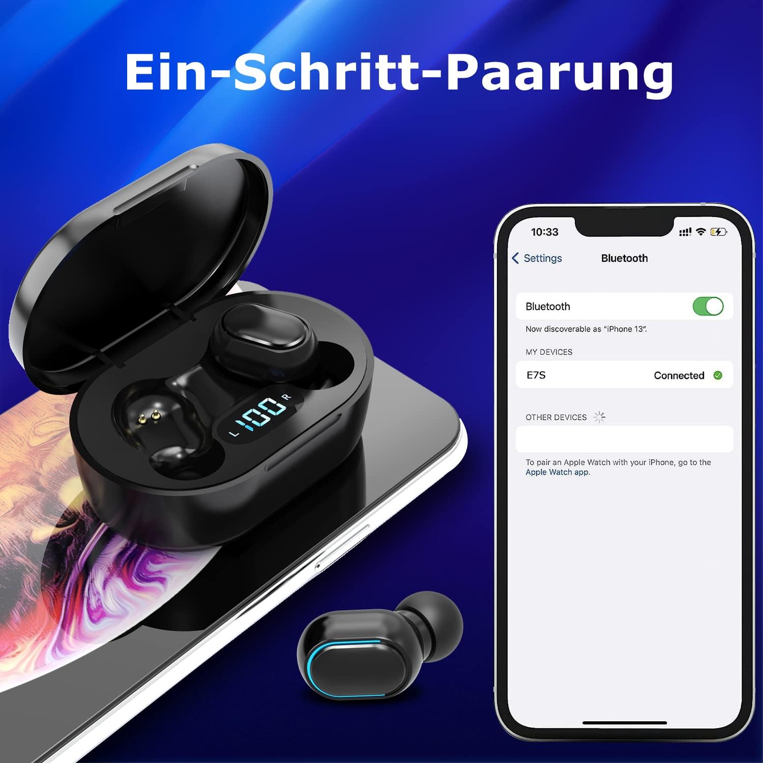 Bluetooth Earbuds Wireless In-Ear Headphones Bluetooth with Mic LED Display IP7