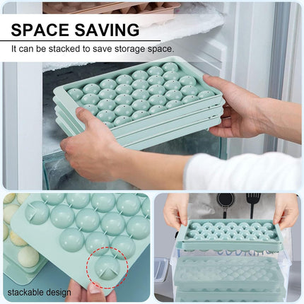 Ice Cube Trays With Container Scoop & Cocktail Book BPA Free Makes 66 Ice Balls