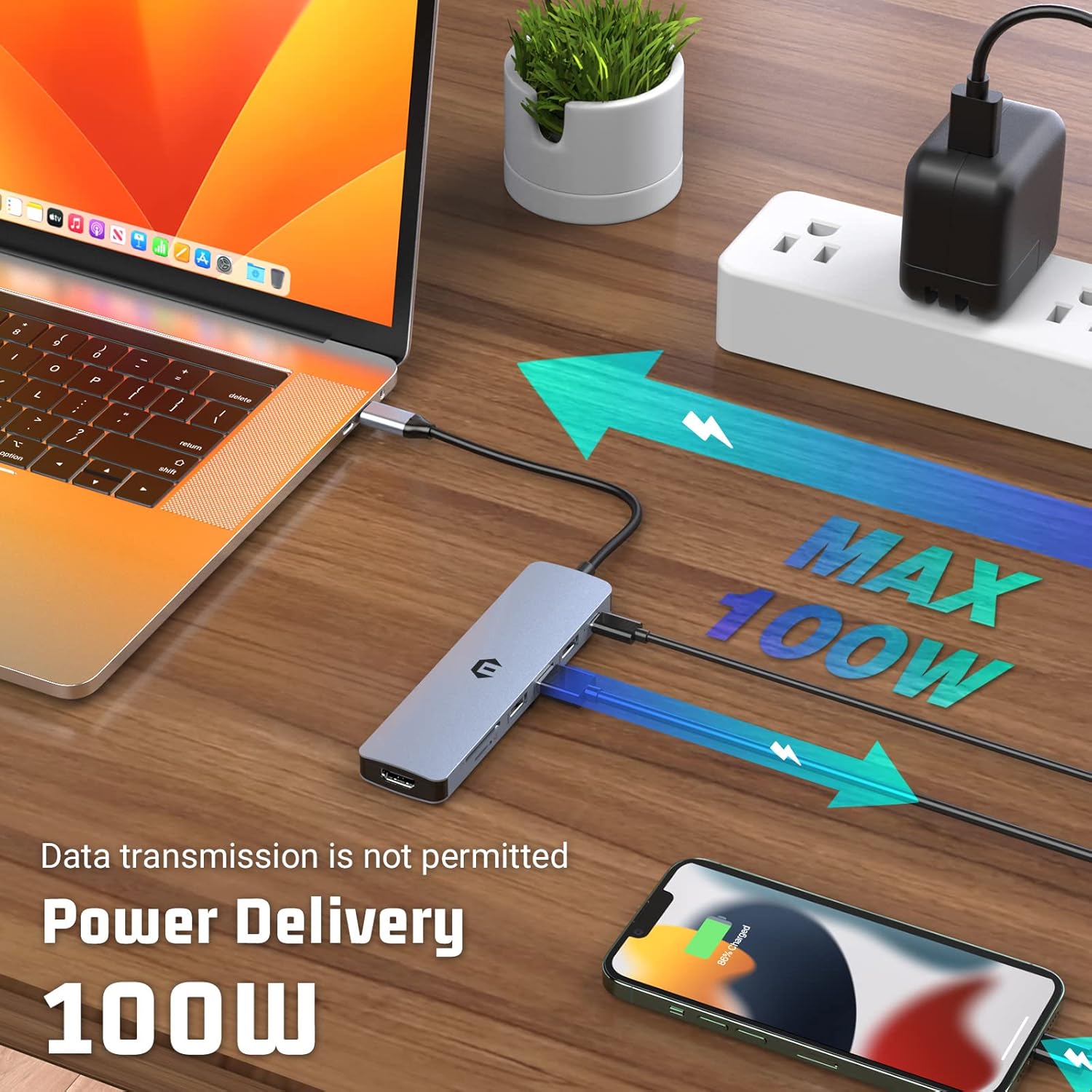 USB C Hub, 7 in 1 USB C Adapter for MacBook Air/Pro 11K HDMI Docking Station