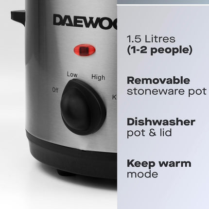 Daewoo Stainless Steel Slow Cooker 1.5L - SDA1363