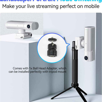2K Webcam AI Tracking Auto Framing Gesture Control Noise-Cancelling Microphones