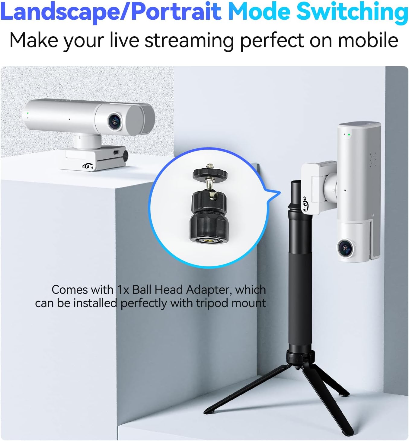 2K Webcam AI Tracking Auto Framing Gesture Control Noise-Canceling Microphones