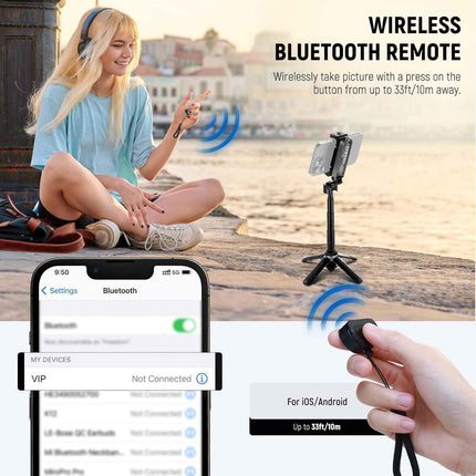 Selfie Stick Telescopic Mini Tripod Portable Phone Stand Rechargeable BT Remote