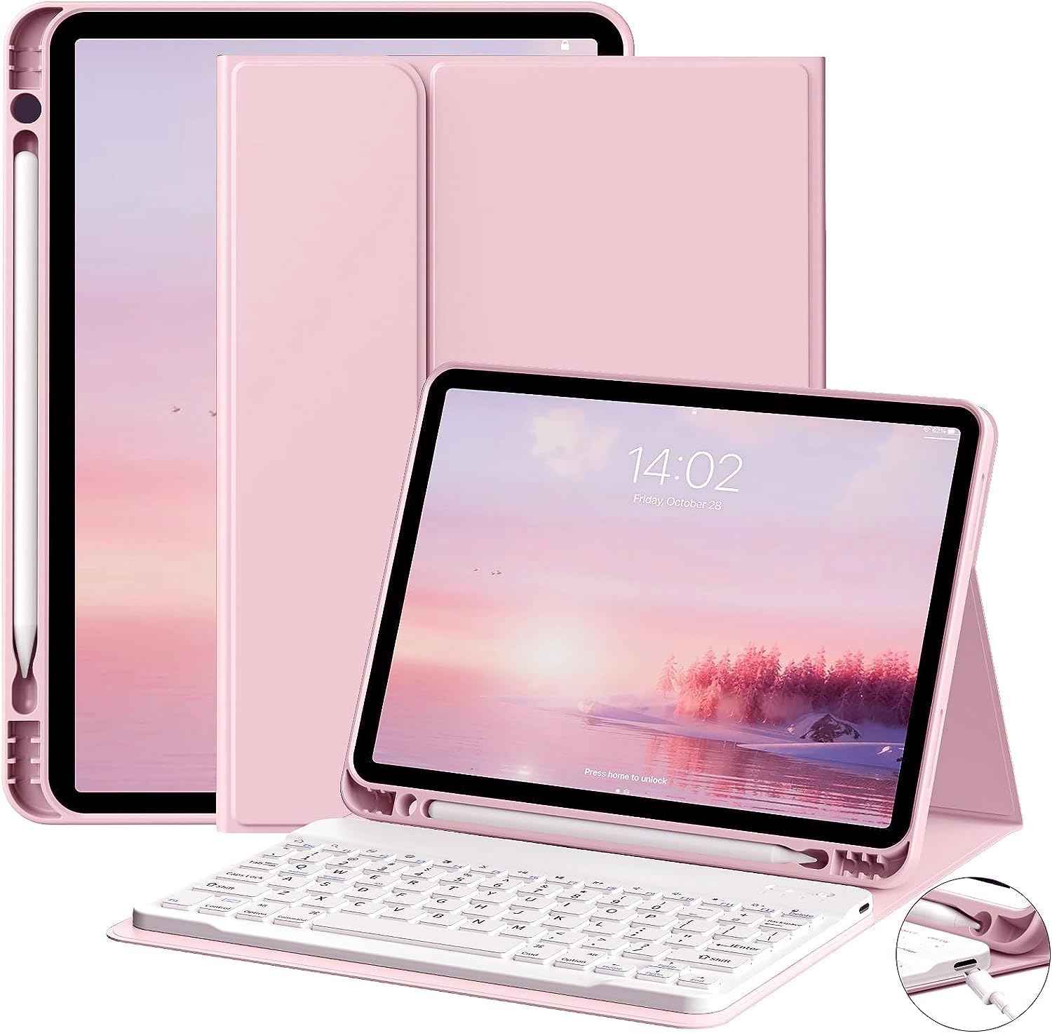 iPad 10th Generation Case 10.9 inch 2022 Stylus Holder with Bluetooth Keyboard