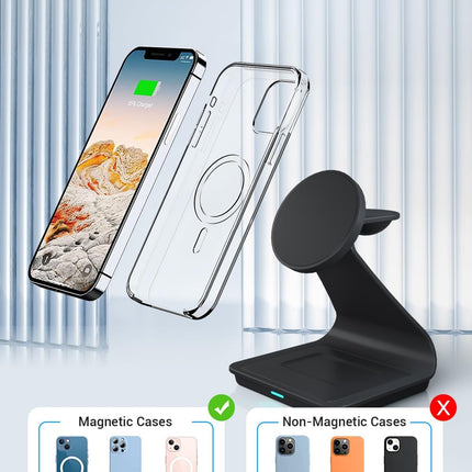 3 in 1 Wireless Charger For iPhone Apple Watch and AirPods Black Aluminium Alloy