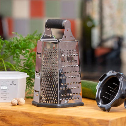 7 In 1 Stainless Steel Cheese Grater with Container Finger Guard. Herb Stripper