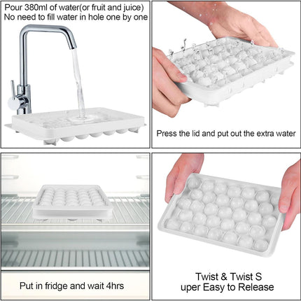 Premium Ice Cube Tray With Container Scoop & Tongs BPA Free Makes 66 Ice Balls
