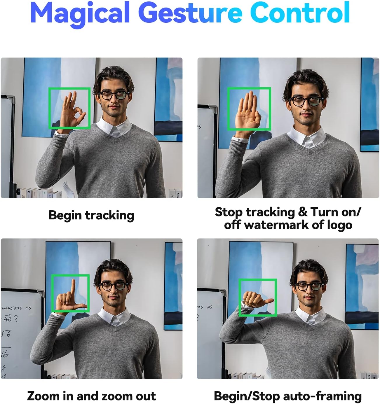 2K Webcam AI Tracking Auto Framing Gesture Control Noise-Canceling Microphones