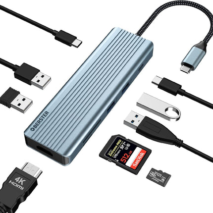 USB C Docking Station 9 in 1 HDMI 4K@30Hz HDMI SD/MicroSD & More