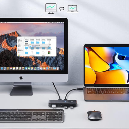 KVM USB 3.0 Switcher for 2 PCs to Share USB Devices 5Gbps High Speed 2 In 4 Out