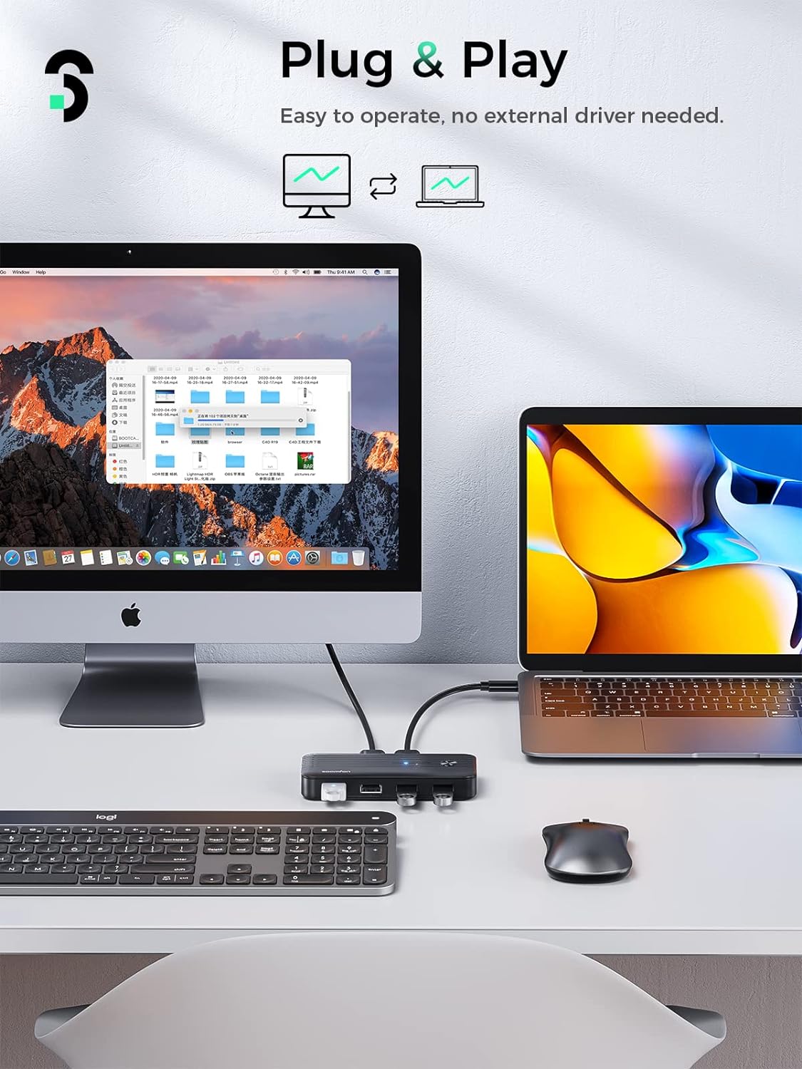 KVM USB 3.0 Switcher for 2 PCs to Share USB Devices 5Gbps High Speed 2 In 4 Out