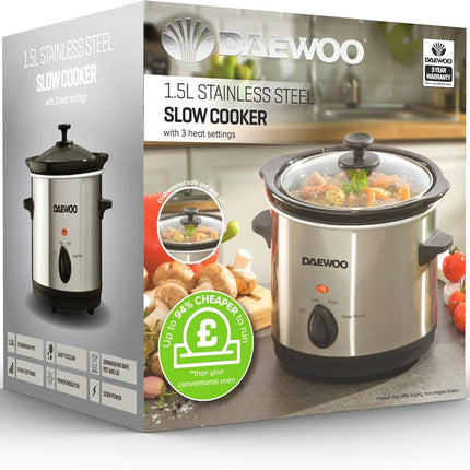 Daewoo Stainless Steel Slow Cooker 1.5L - SDA1363
