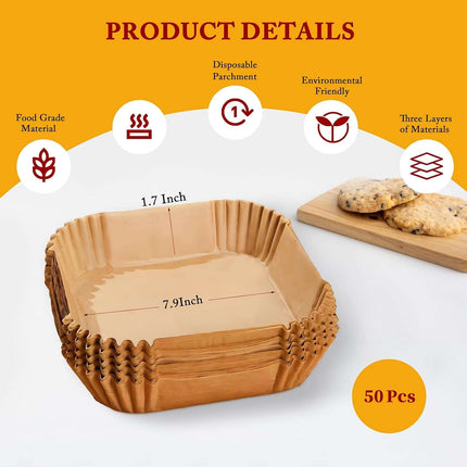 20cm Air Fryer Liners Disposable Non-Stick Parchment Paper Compatible Ninja etc