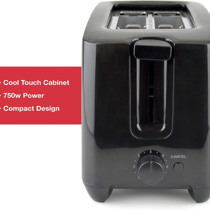 Kitchen Perfected 2 Slice extra wide slot Black Toaster E2020BK