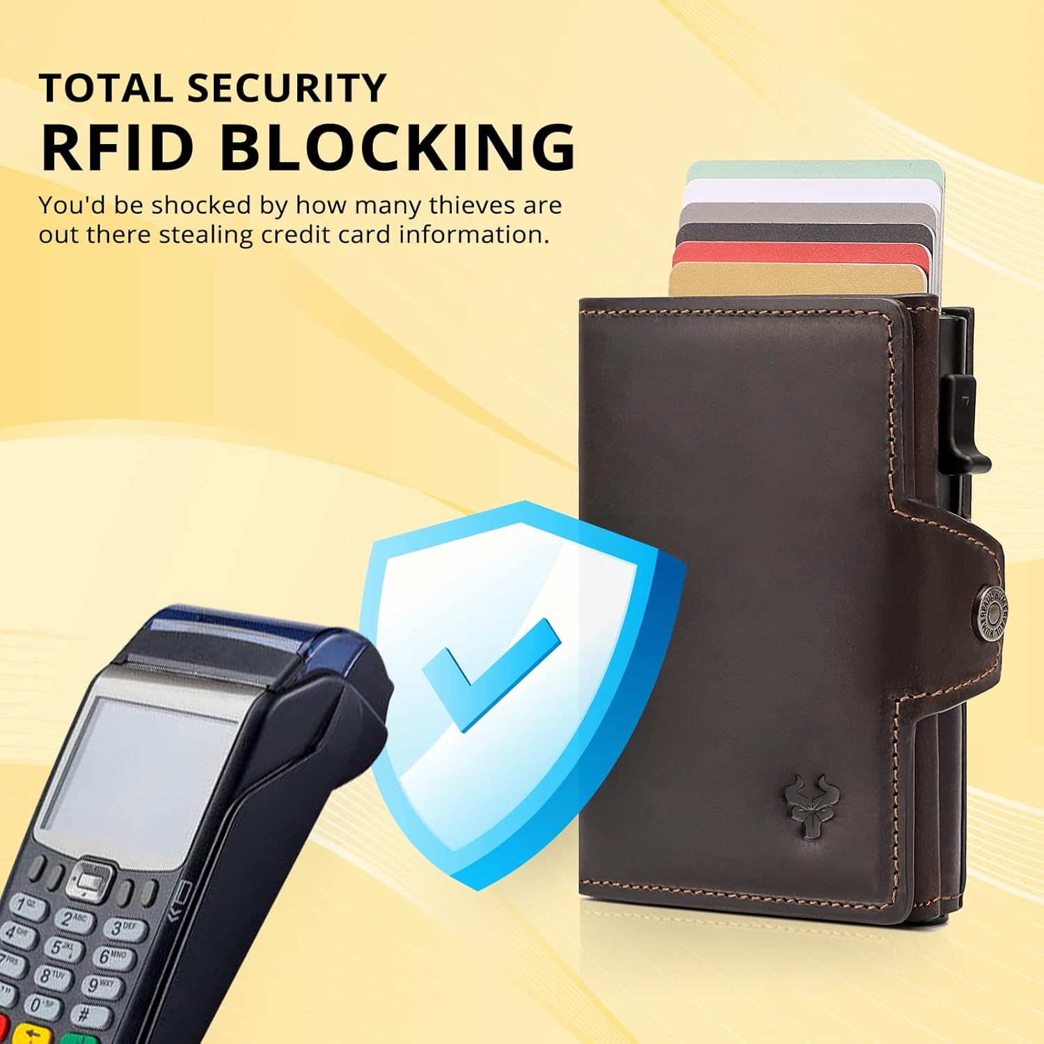 Leather Smart Card Wallet Coin Pocket RFID Blocking Wallet & Leather Keyring