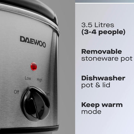 Daewoo 3.5L Slow Cooker Stainless Steel- SDA1364