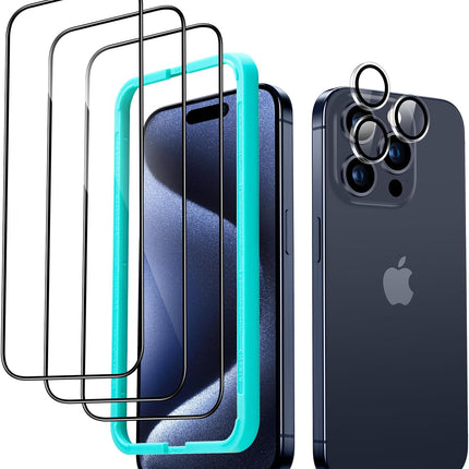 Premium iPhone 15 Pro Max Screen Protectors - 3 Pack + Lens Protector Top Class