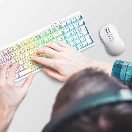 Wyeflow Wireless Gaming RGB Backlit Keyboard - White