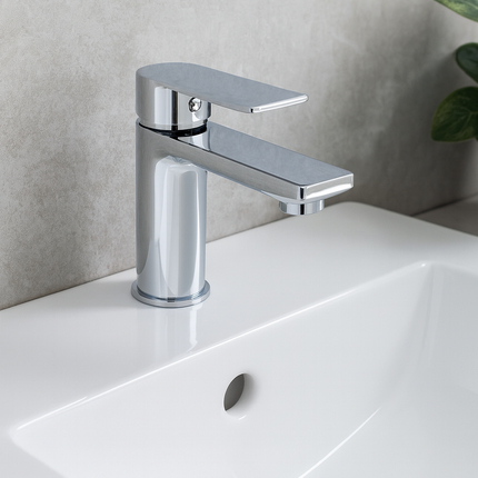 Modern Chrome Basin Mixer Tap – Single Lever Compact Modern Design Brass Core