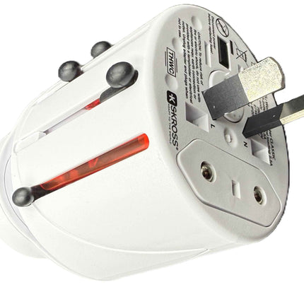 SKROSS Travel Plug EVO Universal Plug 150+ Countries Input and Output - White