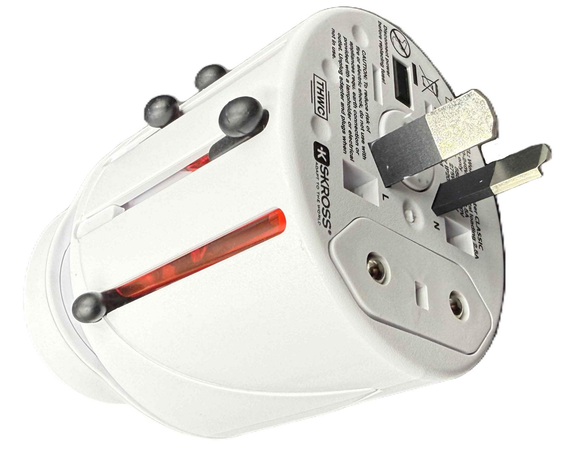 SKROSS Travel Plug EVO Universal Plug 150+ Countries Input and Output - White