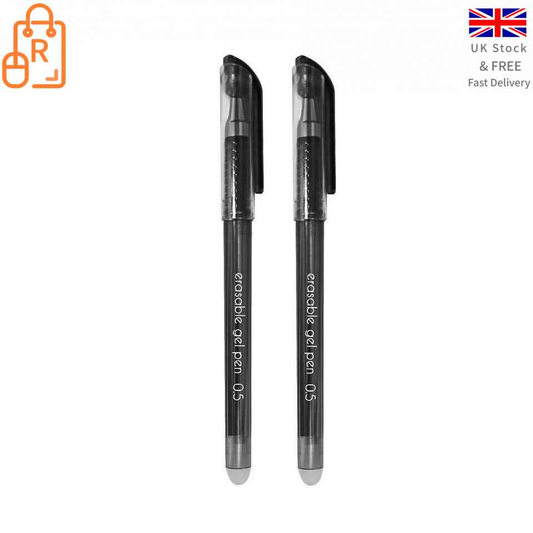 Guyacom Erasable Gel Pen 0.5 mm Tip (black) - 2 Pack