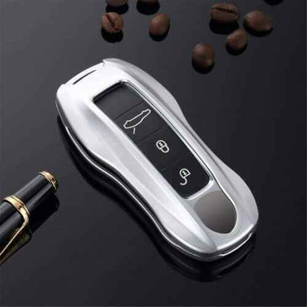 Porsche 911 Carrera 918 Cayenne Coupe Aluminium Car Key Protector - Silver