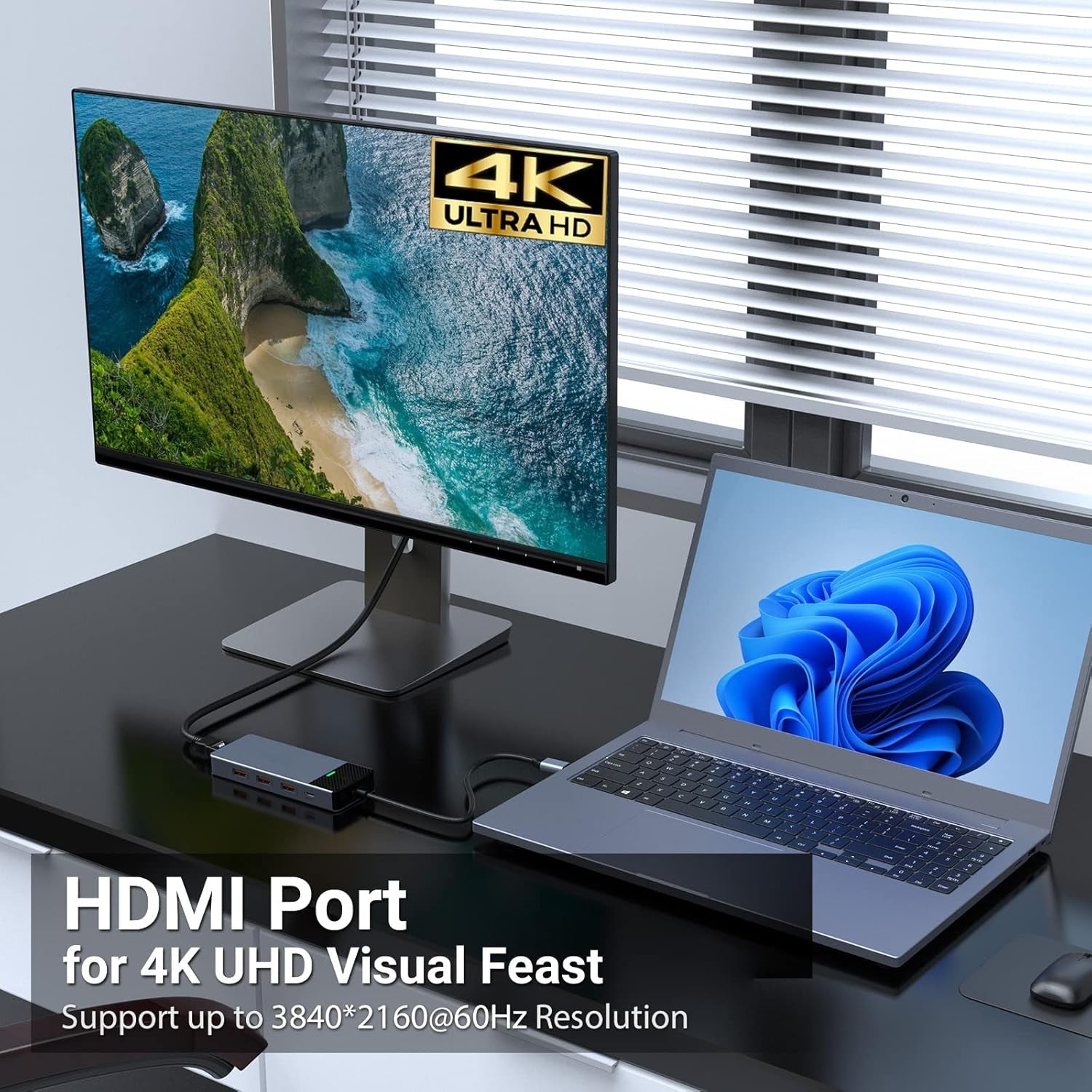 5 in 1 Docking Station USB C Adapter for MacBook Air/Pro Dual Display HDMI
