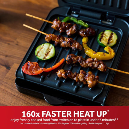 George Foreman Small Electric Fit Grill Black, 760W Non stick, Healthy, Griddle
