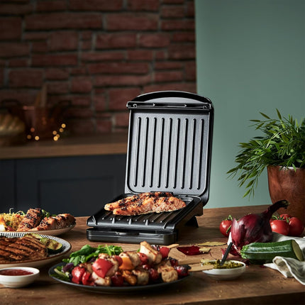 George Foreman Small Electric Fit Grill Black, 760W Non stick, Healthy, Griddle