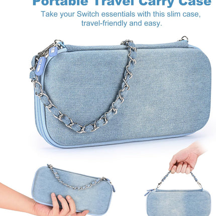 Nintendo Switch Case 13 in 1 Switch Accessories Denim Case with 9 Card Slots