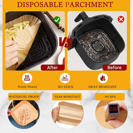 20cm Air Fryer Liners Disposable Non-Stick Parchment Paper Compatible Ninja etc
