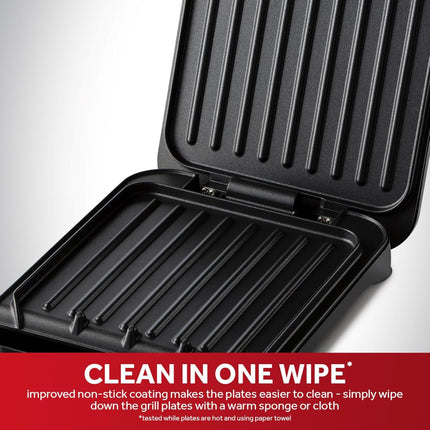 George Foreman Small Electric Fit Grill Black, 760W Non stick, Healthy, Griddle