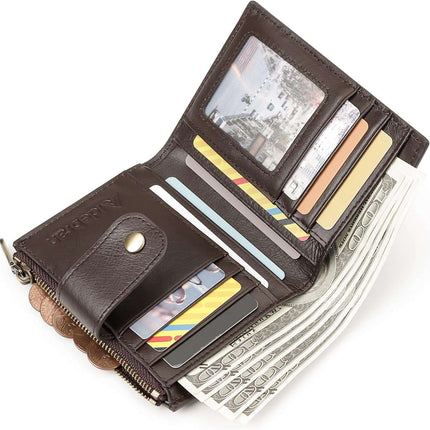 Smart Anti-Theft GPS Men's Wallet RFID Blocking Trifold Cowhide Genuine Leather